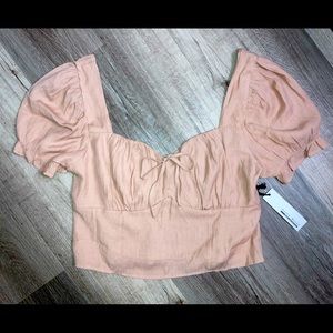 Haute Monde NWT Blush Short Sleeve Crop Top
